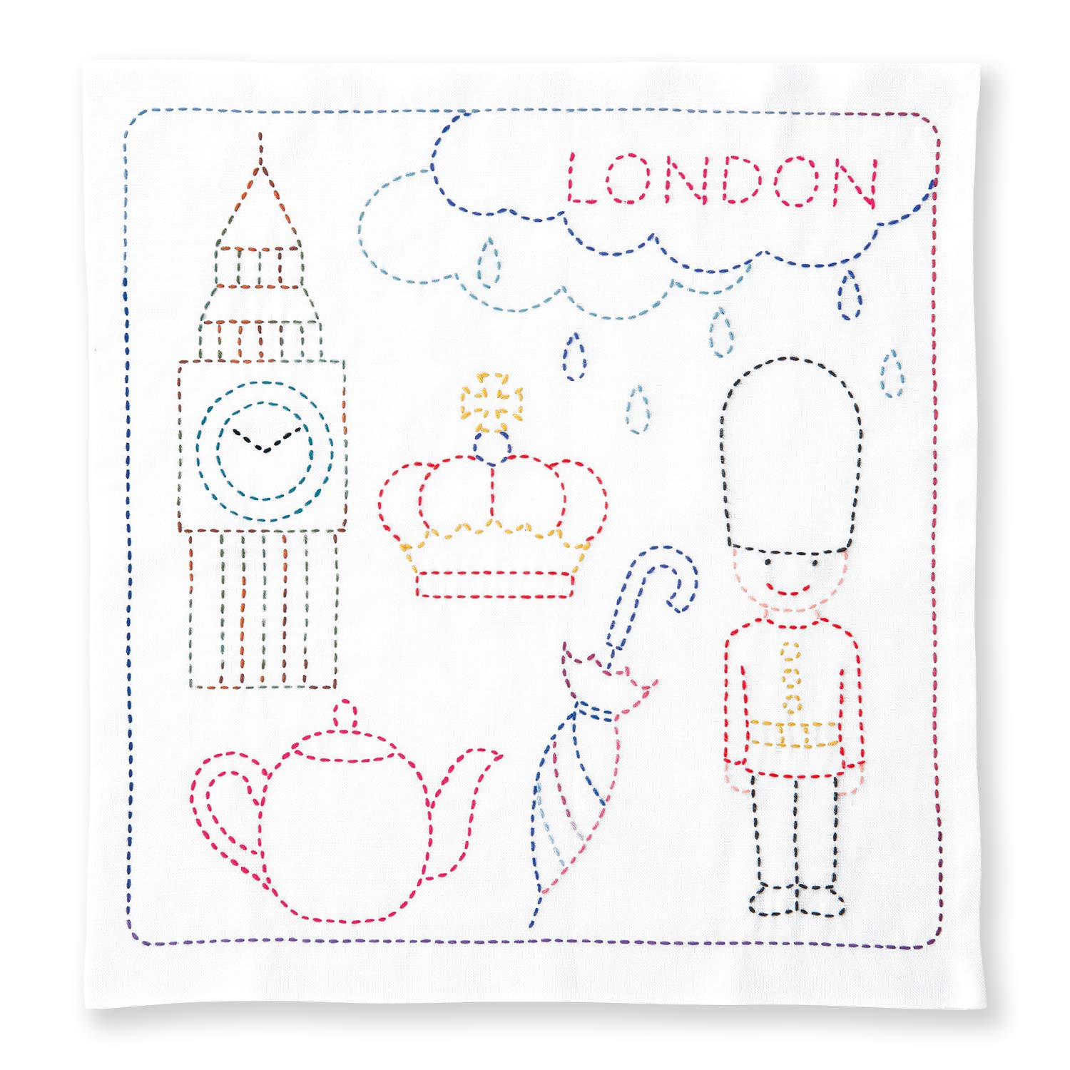 Набор для вышивания крестиком Olympus World Travel Цветочная салфетка Сашико ЛОНДОН Нитки, SK-389