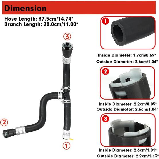 20765678 Engine Heater Hose for 2009-2017 Chevrolet Traverse, 2007-2016 GMC Acadia, 2008-2017 Buick Enclave, 2007-2010 Saturn Outlook HAVC Inlet