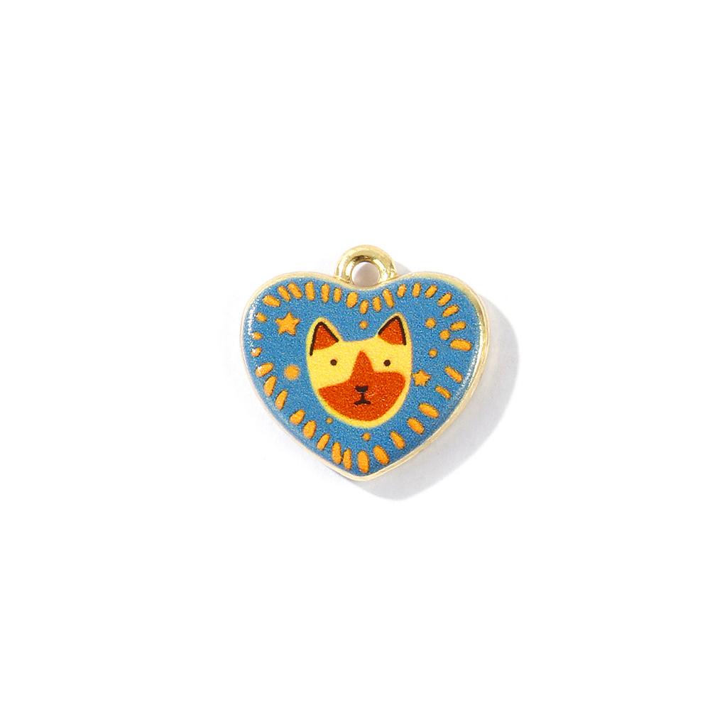2 PCs Brass Charms Heart Rectangle Double-Sided Flower Lobster Printed 18K Gold Plated Pendants DIY Necklace Jewelry Findings