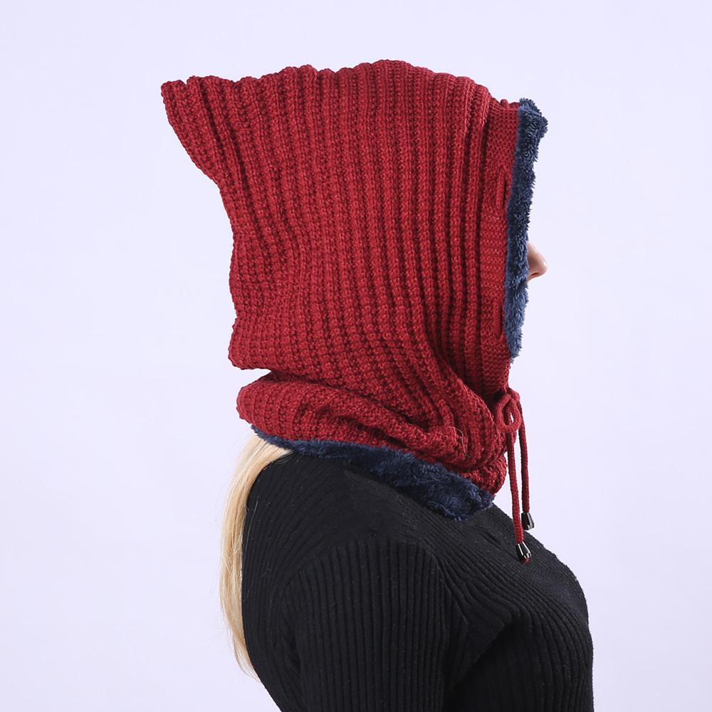 Women's Pullover Stripe One Piece Plush Thickened Riding Ear Protector Knitted Warm Hat