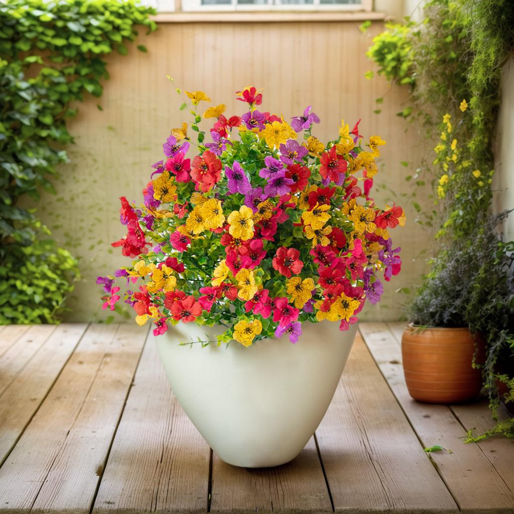1Bundle Artificial Violet Flowers Balls with Stakes Realistic Outdoor Plants Fake Flower Greenery for Wedding Party Garden Decor