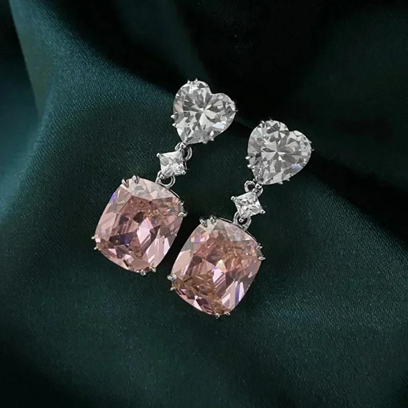 European And American Trendy Sparkling Zircon Oxide Earrings, High End Banquet Fashion Zircon Party Jewelry Long Pendant