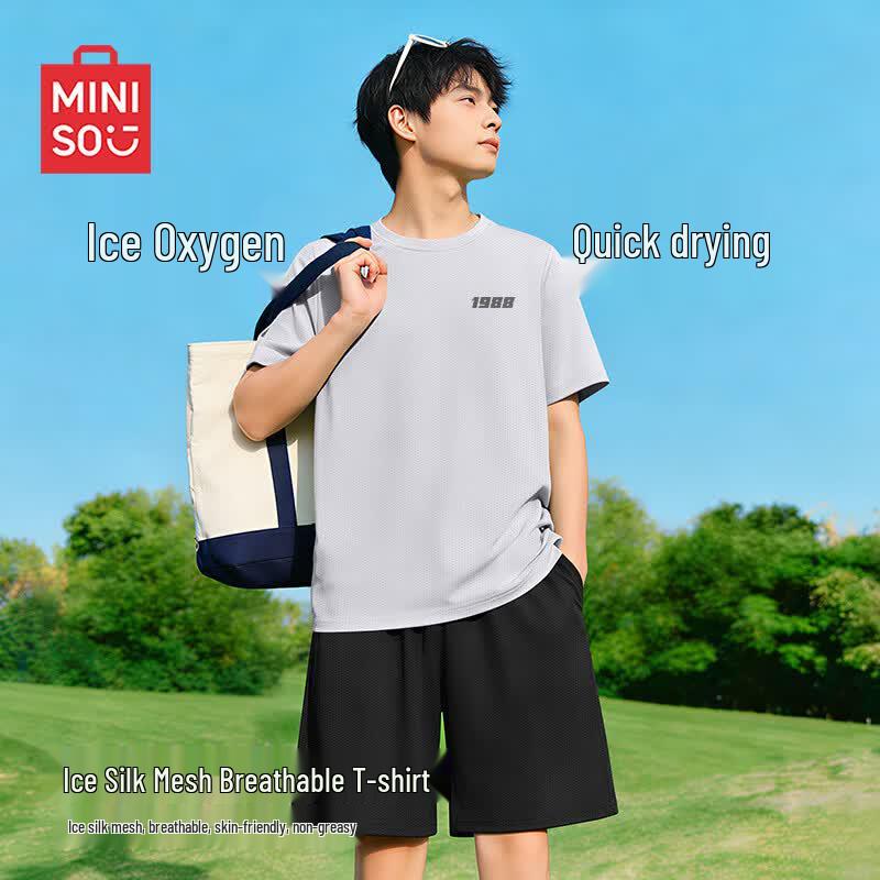 MINISO Men s Quick-Dry Sport T-Shirt with M Logo L