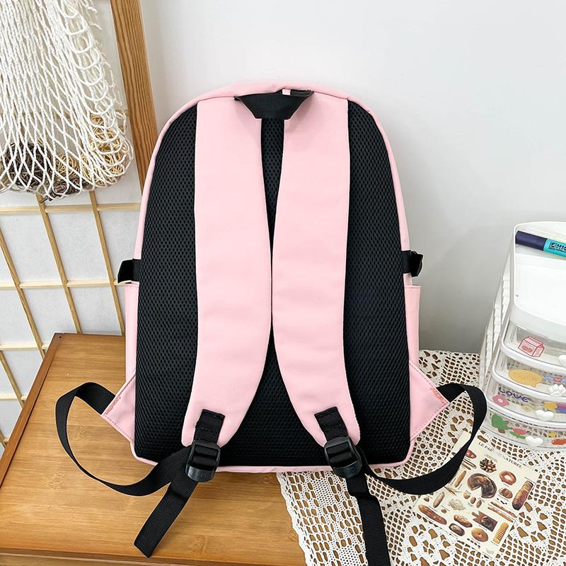 Three-Piece Backpack Set Student Schoolbag Women Solid Color Large Capacity Backpack with Lunch Bag Pen Bag