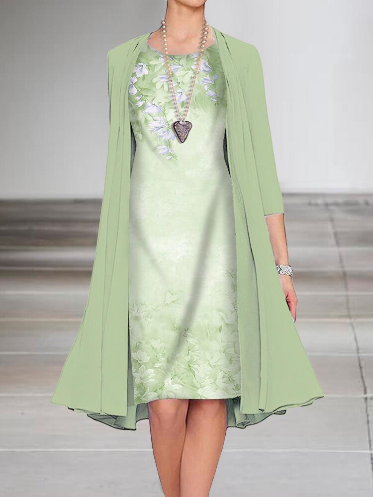 Spring and Autumn Printed Medium and Long Sleeves Loose Multi-color Two-piece Set