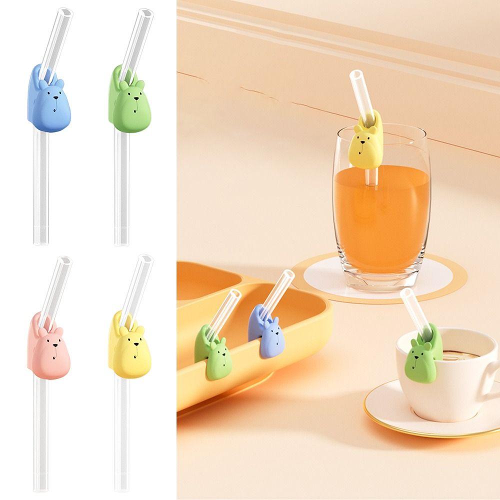 Water Cup Accessories Children's Silicone Suction Portable Cartoon Straw New Baby Buckle Straw