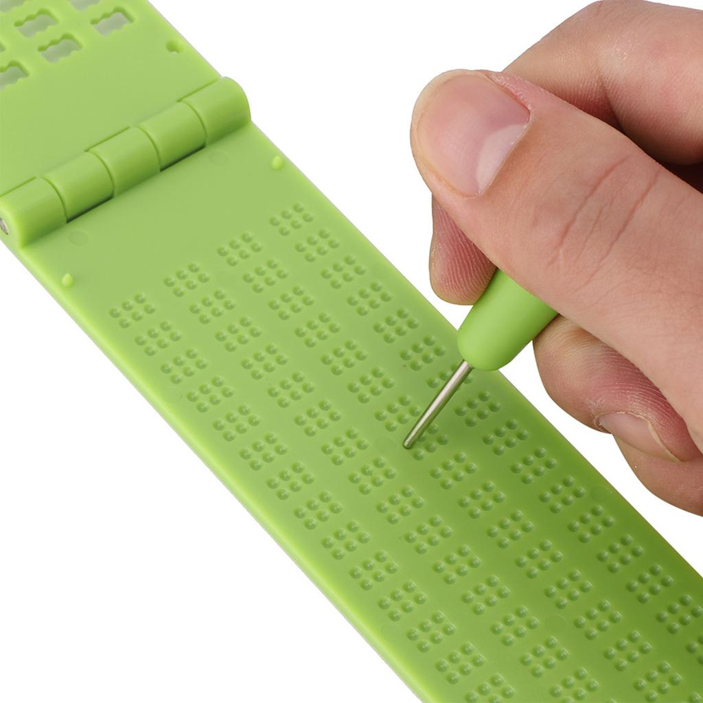 Portable Braille Writing Portable Plastic 4 Lines 28 Cells Braille Writing Slate and  Braille Learning Tool Accessory