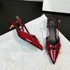 French silver bow bag head sandals women's 2025 summer absolute child thin heel empty single shoes pointed high heels