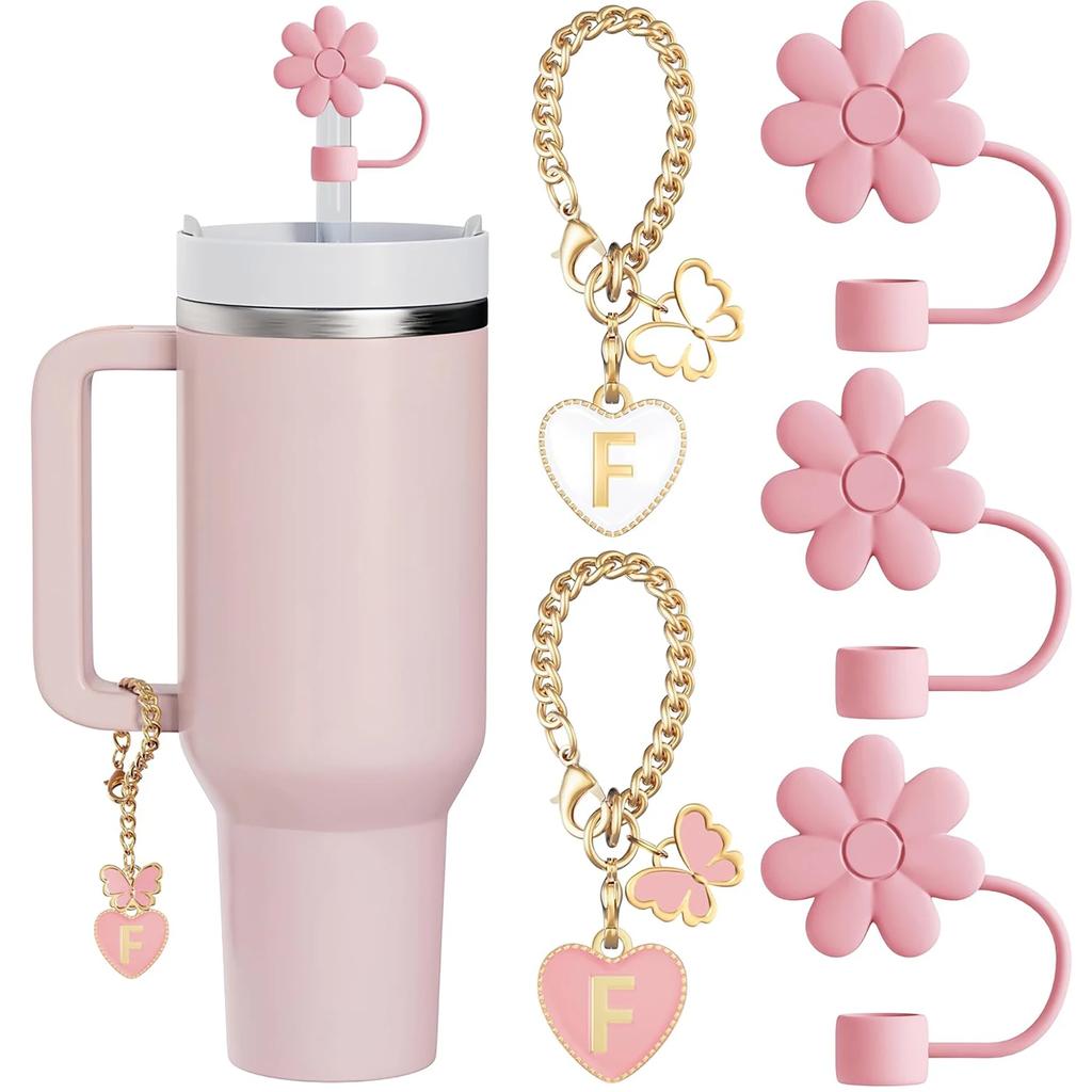 5PCS Straw Cover Cap Straw Toppers And Letter Charms For Stanley 30&40 Oz Tumbler With Handle Cup 10mm Straw Tumbler Accessories