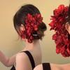 2025 Chinese Red Floral Hairpin - Hanfu Hair Stick Accessory