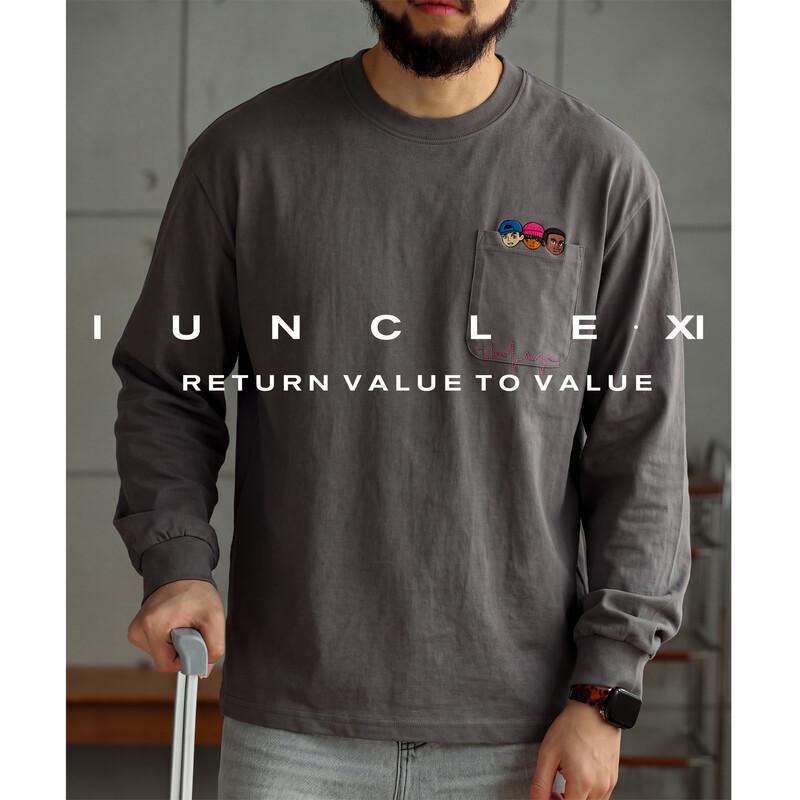 iUnclexi Classic Cotton Heavyweight Long-Sleeve Embroidered Tee