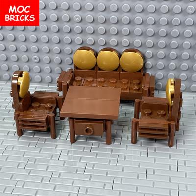 MOC Bricks Classic Sofa Mini Furniture Couch Desk City DIY Building Blocks Accessories Kits Toys Children Education Gifts