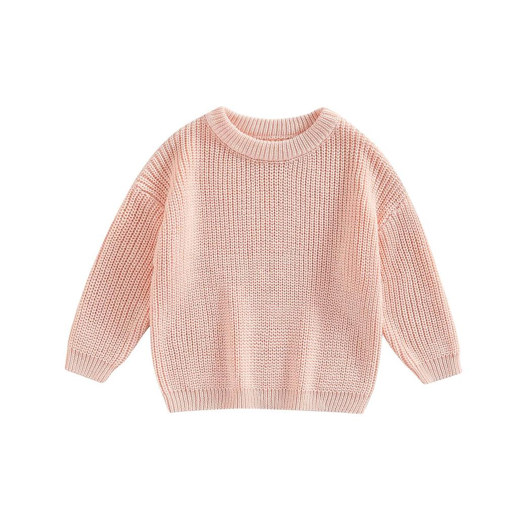 Kleinkind Baby Rundhals Pullover 3M 6M 9M 12M 18M 24M 3Y 4Y 5Y Langarm Einfarbig Lose Gestrickte Pullover
