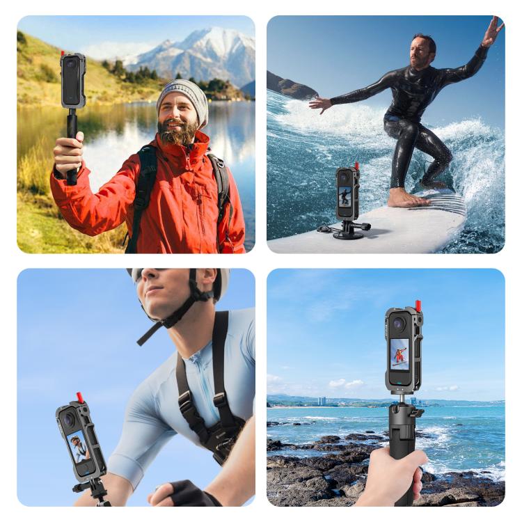 For Insta360 X4 Air PULUZ Metal Protective Cage Expansion Frame with Cold Shoe Bases & Lens Cover (Grey)