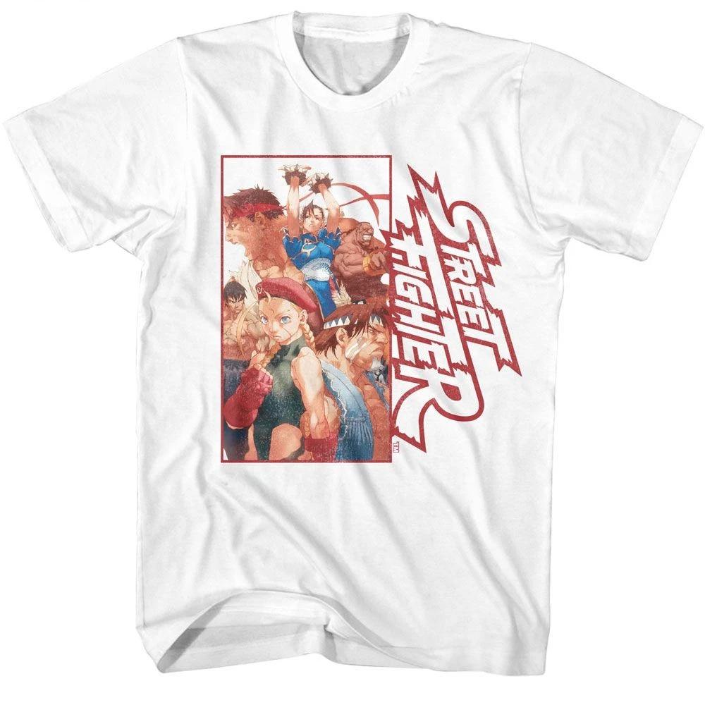 Street Fighter Multi Character Rectangle White Gaming  Children s T-shirt 160