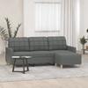 Vidaxl 3-Seater Sofa with Footstool, Dark Grey, 180 Cm, Fabric