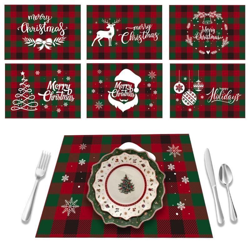 Buffalo Plaid Christmas Placemats, Waterproof Festive Prints For Xmas Table Decoration
