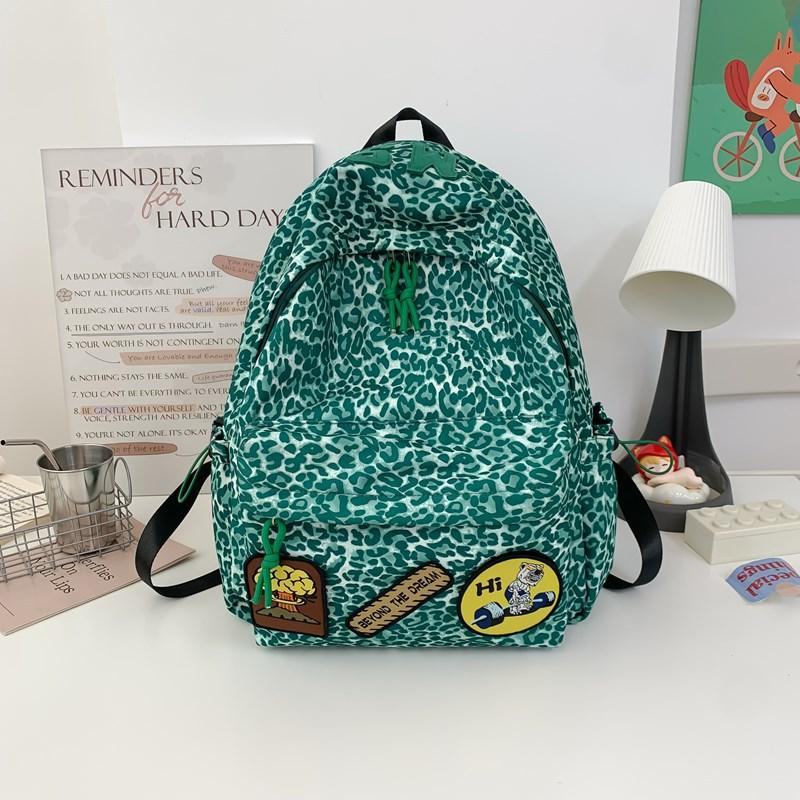 Trend Leopard Print Backpack Large Capacity Korean Female Junior High School Students Minority Leisure Student Backpack
