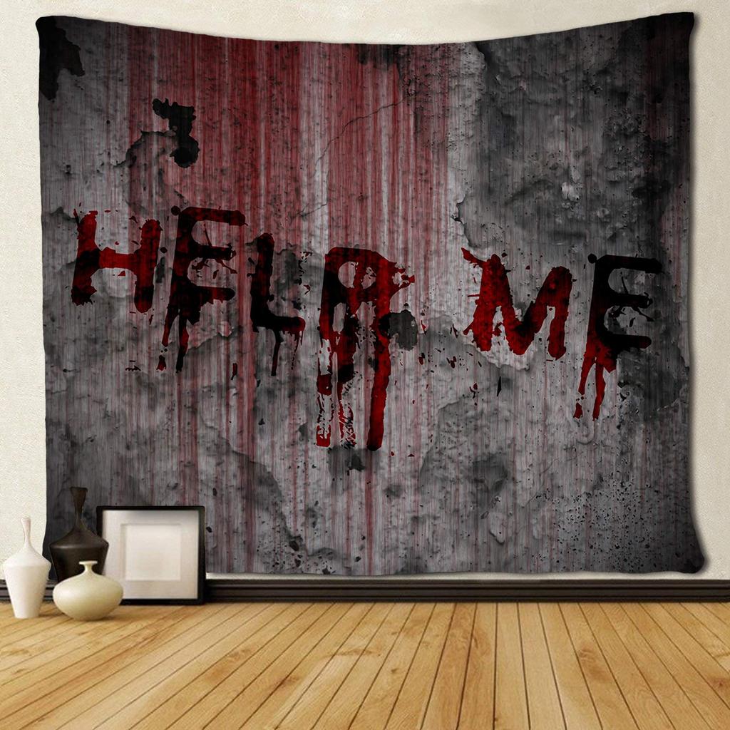 Zombie Tapestry Behind Wooden Doors Halloween  Fear Wall Hanging Bedroom Living Room Dormitory Home Decor