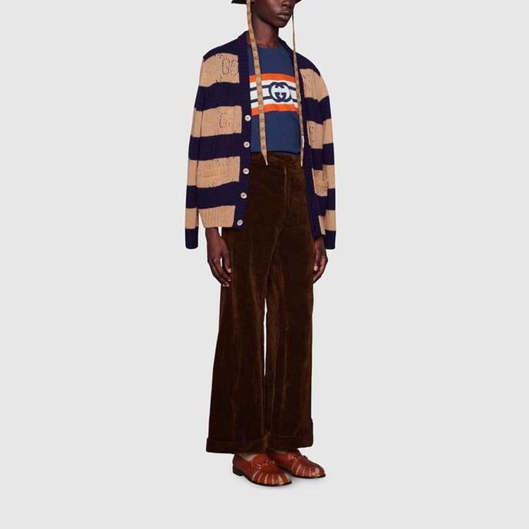 Gucci Interlocking G Stripe Print T-shirt 'Blue' Men's 616036-XJDAG-4684