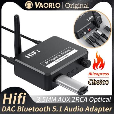 Adaptador Convertidor DAC de Audio Digital a Analógico Digital SPDIF Óptico Toslink a 3.5mm 3.5 Jack AUX RCA L/R Receptor Bluetooth 5.1
