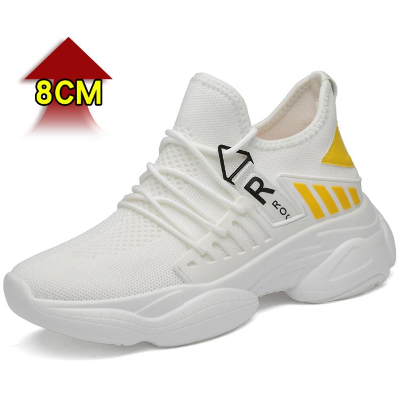 Sports Sneakers Men Elevator Shoes for Men Casual Mesh Summer Leisure Height Increase Insole 8cm