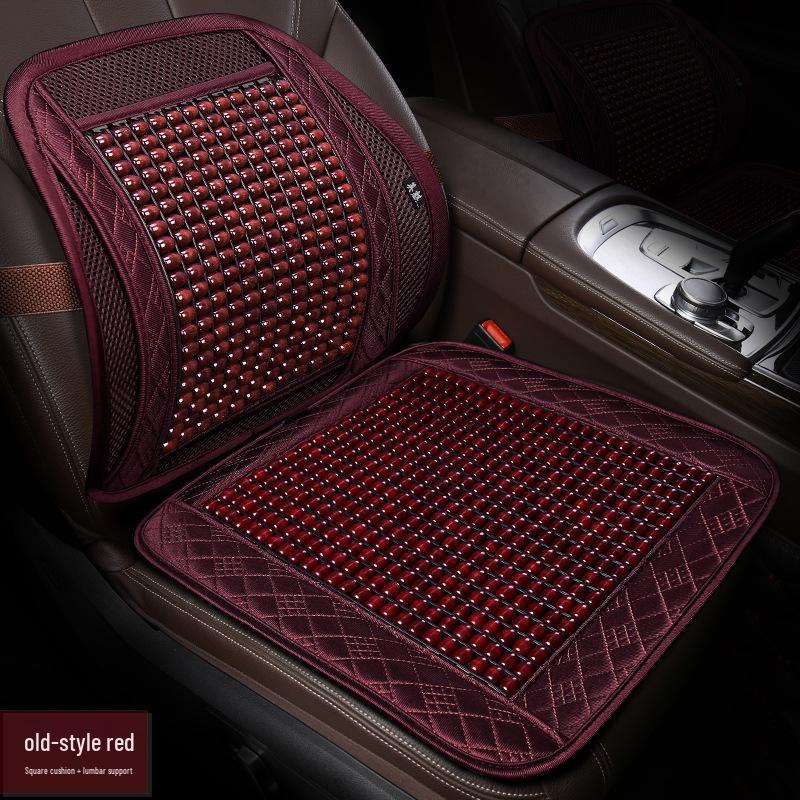 2024 Summer Car Seat Cushion with Wooden Bead Lumbar Support