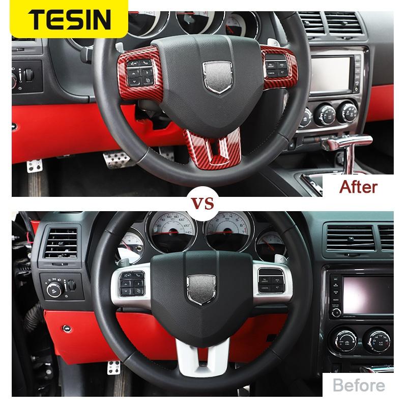 Car Steering Wheel Decoration Cover For Dodge Challenger Charger Durango Dart 2009-2014 Journey 2013-2022 Interior