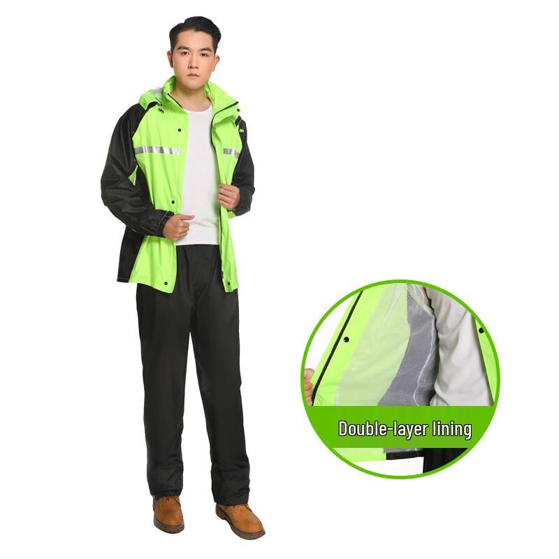OLOMM Fashion Color Block Split Rain Suit