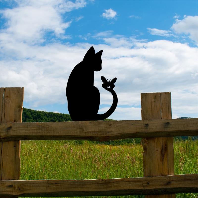 Metall Garten Dekorationen Metall Hof Tiere Gartenstecker Katze Hof Dekorationen Outdoor Gartenstecker für Blumenbeete Rasen