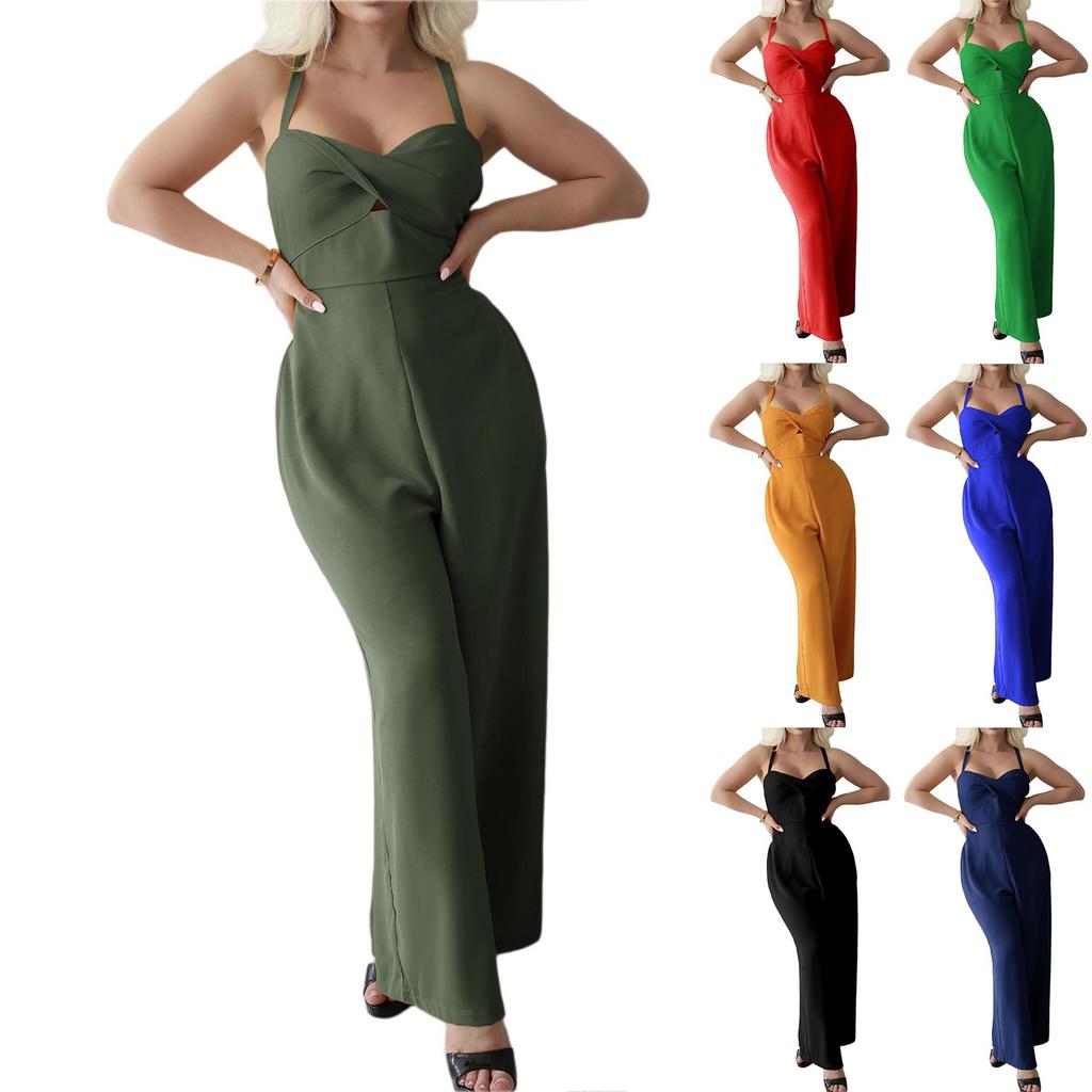 Dámský letní overal, elegantní sexy, bez rukávů, body, ležérní, široké nohavice