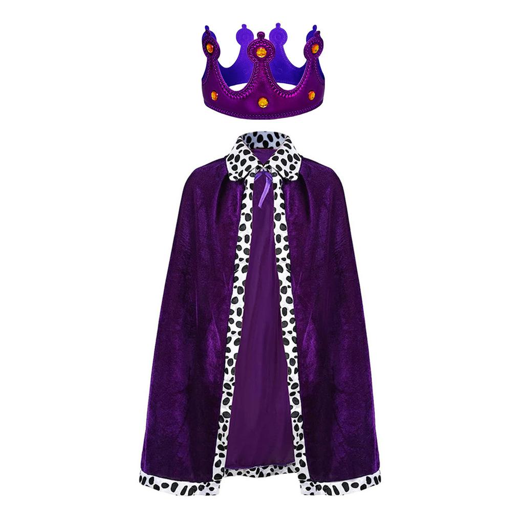 King Robe Costume Set King Cloak Crown Set King Capes Halloween Cosplay Costume for Kids Teen Adult Cosplay, Role Play
