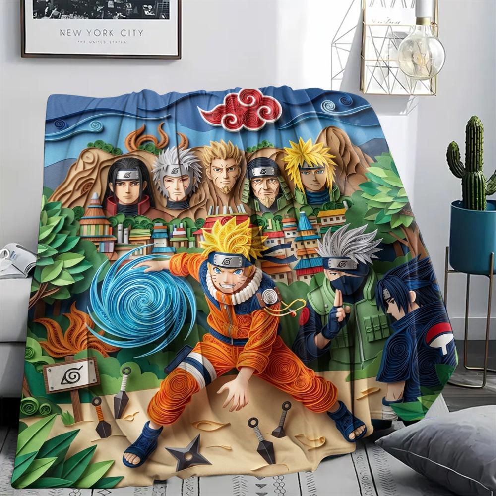 Naruto Flannel Blanket Comfortable Print Cozy for Picnic Travel Home Bedroom Sofa Chair.-TING