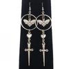 Gothic Silver Moth Dagger Pendant Earrings