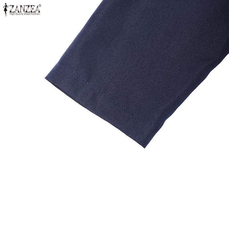 ZANZEA Women Casual Stand Collar Elegant Long Sleeve Dress