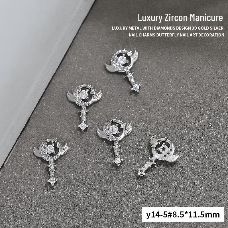 

Xiaohongshu Zircon Manicure Accessories: Luxury Butterfly & Planet Nail Jewelry with Diamond Chain Pendant
