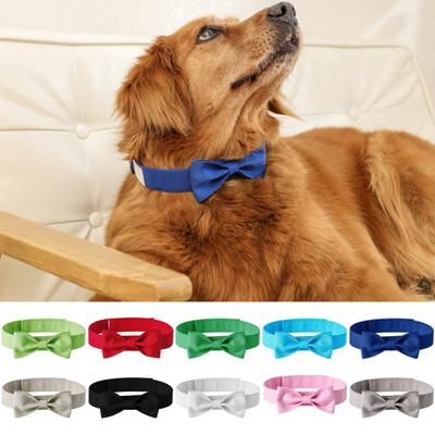 Dog Neck Tie Solid Color Adjustable Head Wear Pet Bow Collar Dog