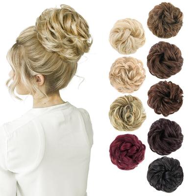 Chignon sintetico alla moda, riccio, spettinato, accessorio per capelli, in fibra elastica, per donne, per feste di matrimonio, uso quotidiano
