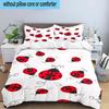 Ladybug Love Heart Pattern 3pcs Bedding,Including 1pc Duvet Cover And 2pcs Pillowcases Perfect for Christmas,Ideal for Bedroom, Dormitory