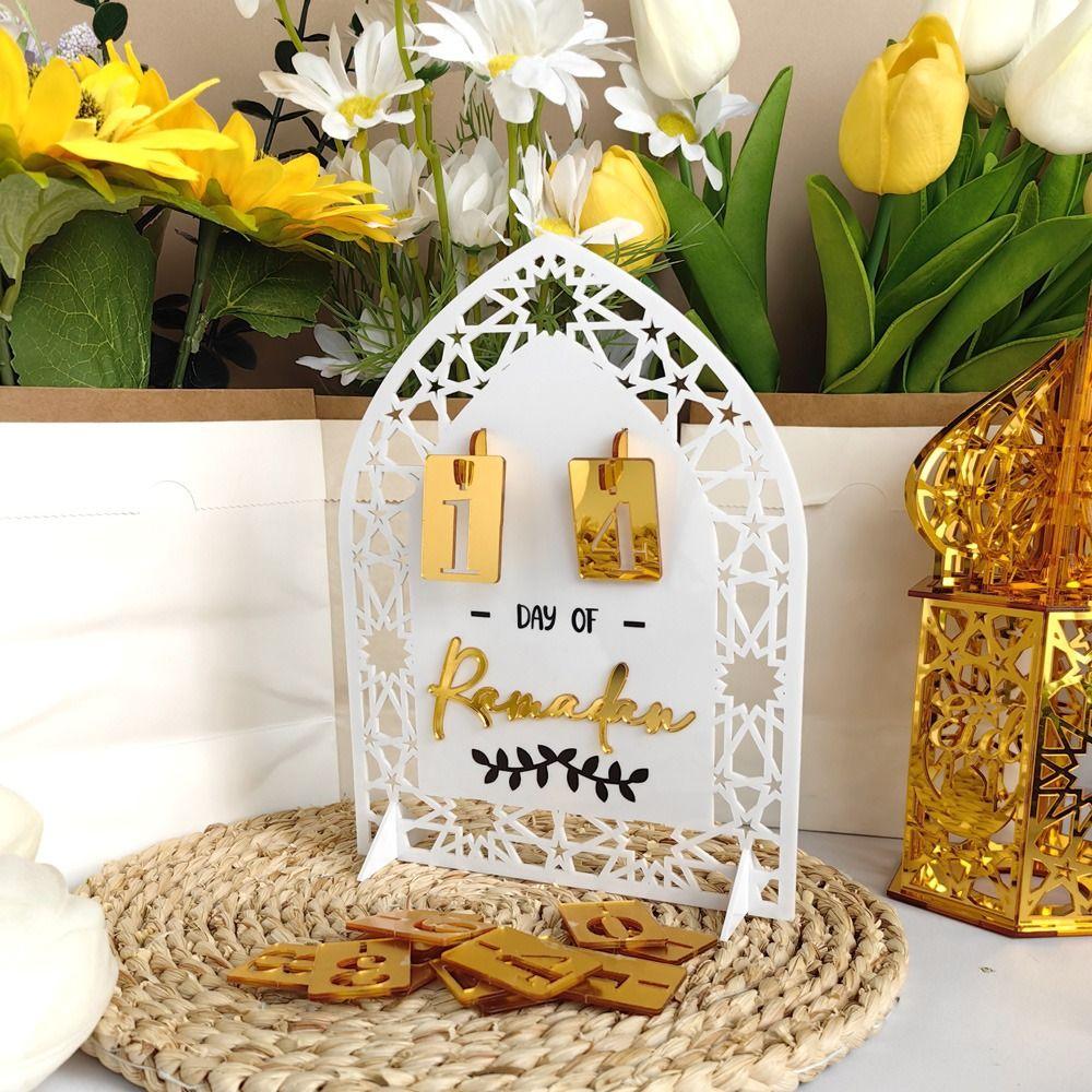 Mirror Surface Islamic Festival Ornament Ethnic Style Advent Day Calendar Board  Home Decoration