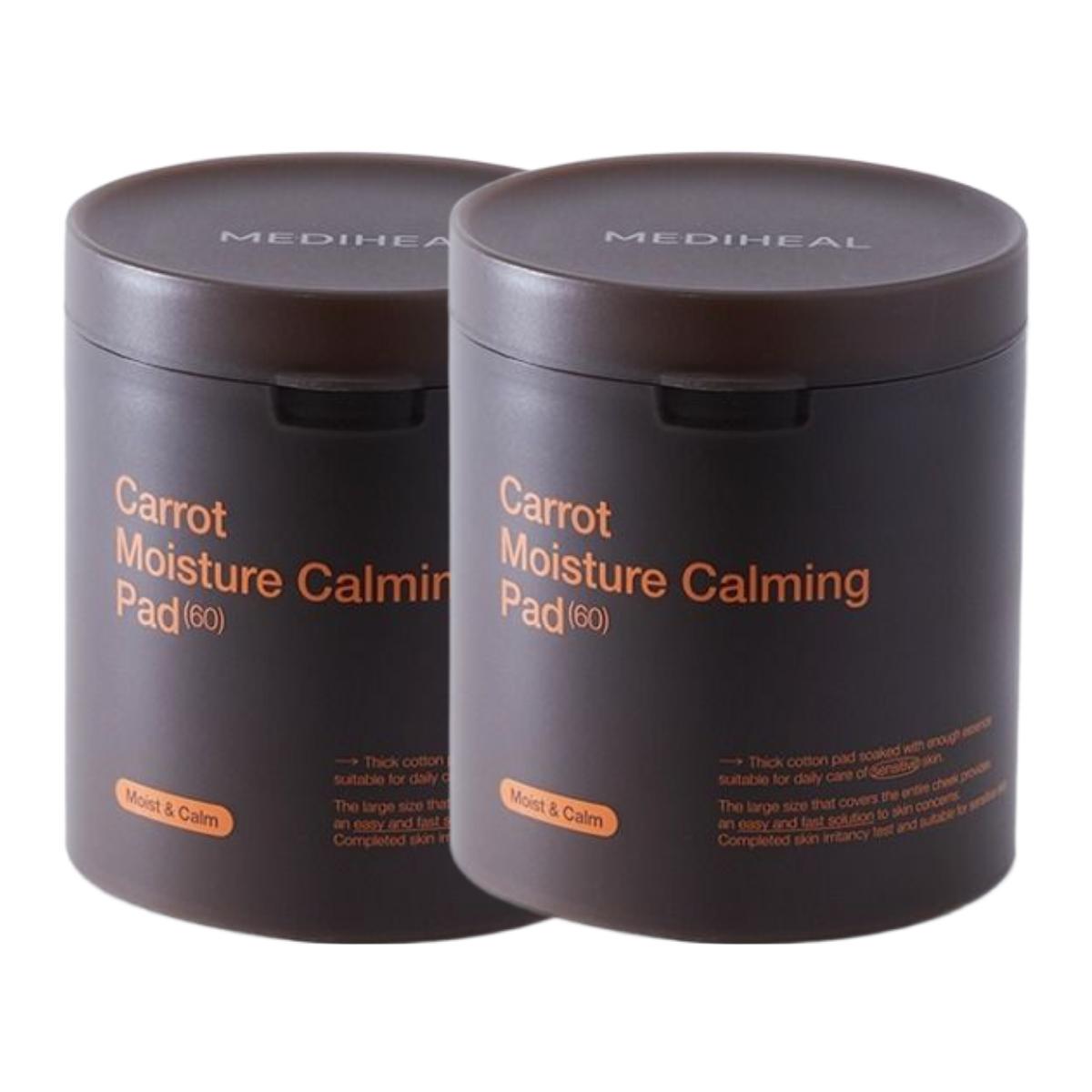 MEDIHEAL Watermide Carrot Hydrating Soothing Pad 60-Pad [2-Box Set] Daily Facial Toner Pads 250ml