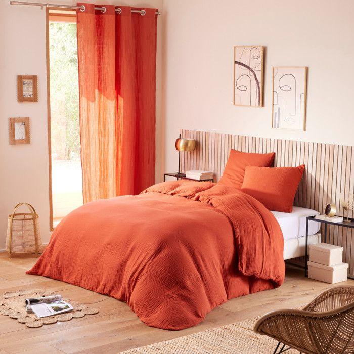 4-piece Bedding Set "Noah" Cotton Gauze for Double Bed 140 Cm - Noah Terracotta