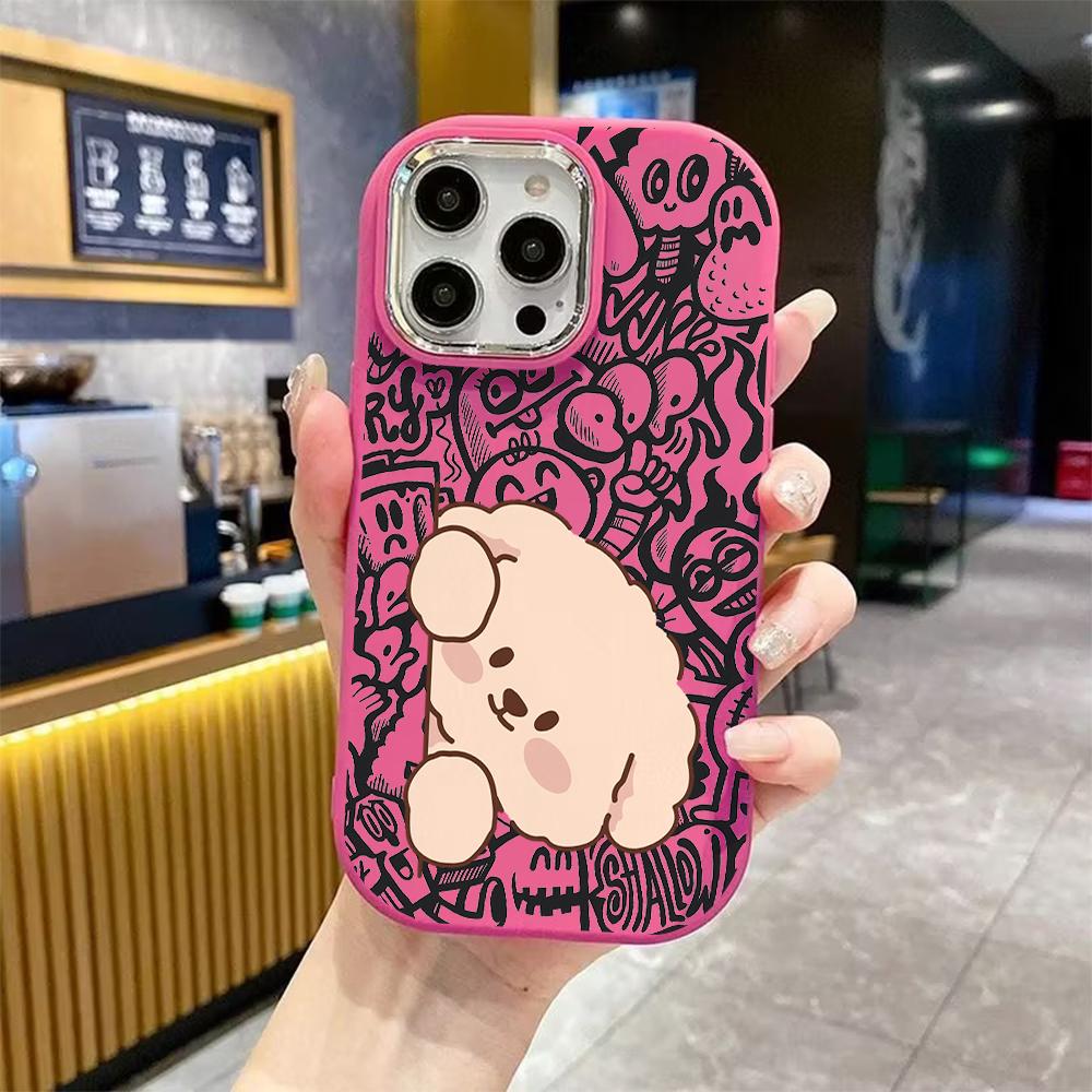 Phone Case: 2D Flat Design Suitable for iPhone 18 17 16 15 14 13 Pro Protective Case, Couple Style, Curly Puppy, Christmas and Halloween Gift