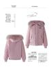 Women's Winter Hooded Cotton-Padded Parka with Stand-Up Collar and Badge Design