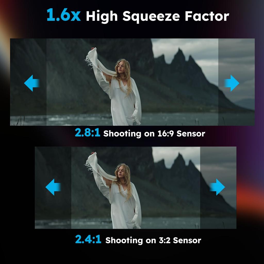 Sirui 150mm Full Frame Anamorphic Telephoto Anamorphic Cine Lens 150mm E T2.9 1.6X Lens, (Venus Mount)