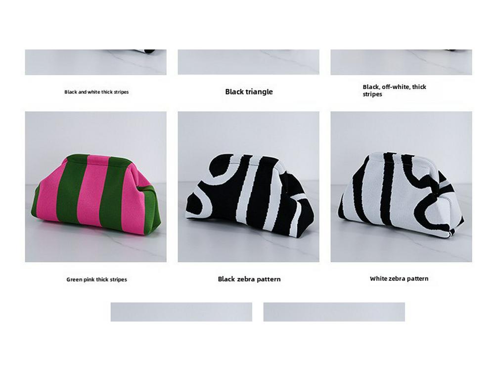2025 Nuova Borsa a Maglia a Grande Capacità con Motivo a Righe, Versatile Color Block Flyknit