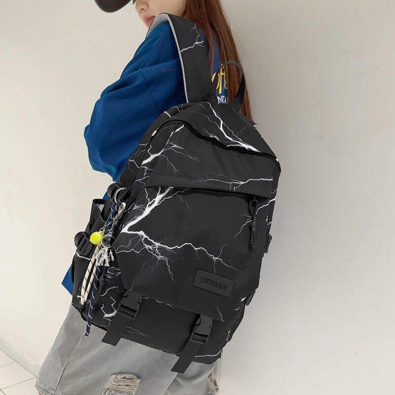 Men's Large Capacity Backpack Graffiti Backpack Student Schoolbag