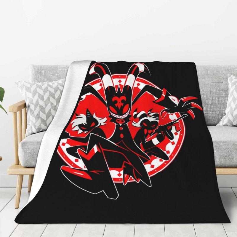 Custom Helluva Boss Black Humor Animated Musical Film Blanket Warm Fleece Soft Flannel Throw Blankets for Bedding Outdoor Autumn