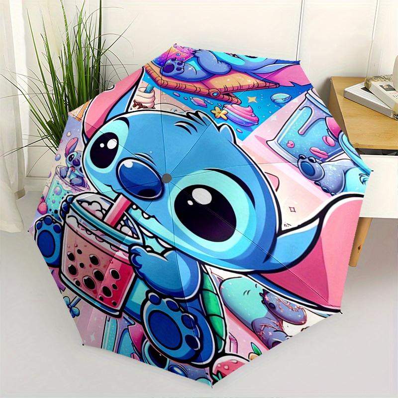 

Stitch,Bubble Tea Themed folding umbrella, the best choice for gift giving, 8 ribs, casual, durable, lightweight and portable travel umbrell