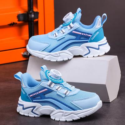 Lightweight New Running Shoes Soft Sole Thick Sole Breathable Boys and Students Sports Shoes Rotating Buckle Damp Mesh